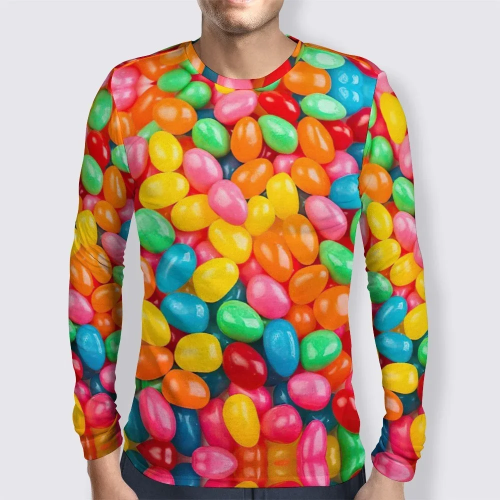 summer men Long Sleeve T Shirt 3D printed candies sweets t-shirt women kids clothing