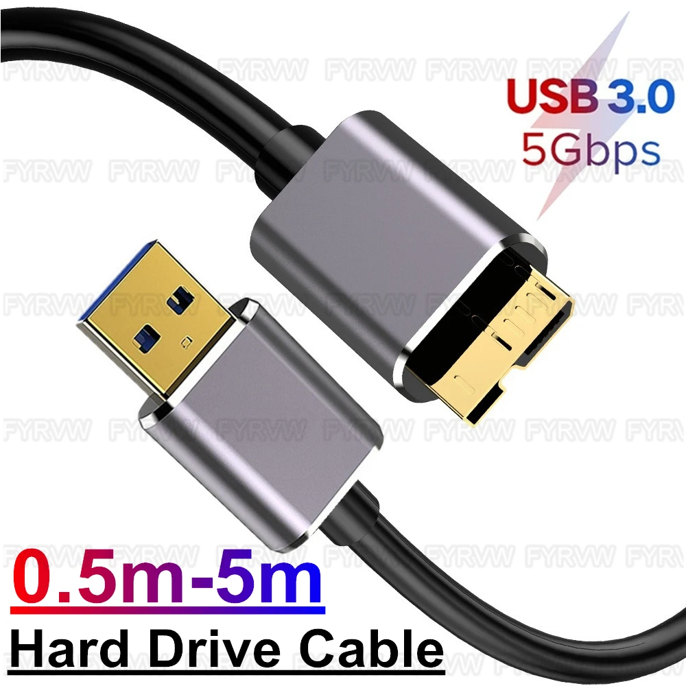 Cable Micro B USB3.0, Cable para disco duro de 5Gbps, Cable externo HDD para Samsung S5 Note3 Toshiba WD Seagate HDD, Cables de datos