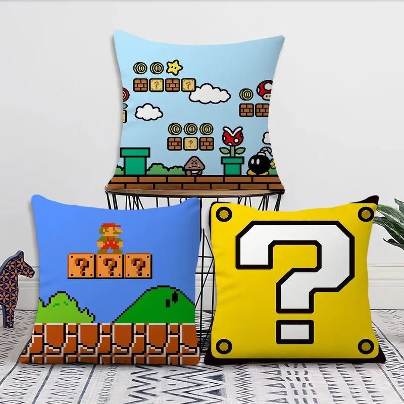 VIKAMA Pixel Art - Funda de cojín con diseño de emoticonos temáticos de juegos, funda de almohada decorativa perfecta para decoración de sofá y dormitorio, regalo para jugadores