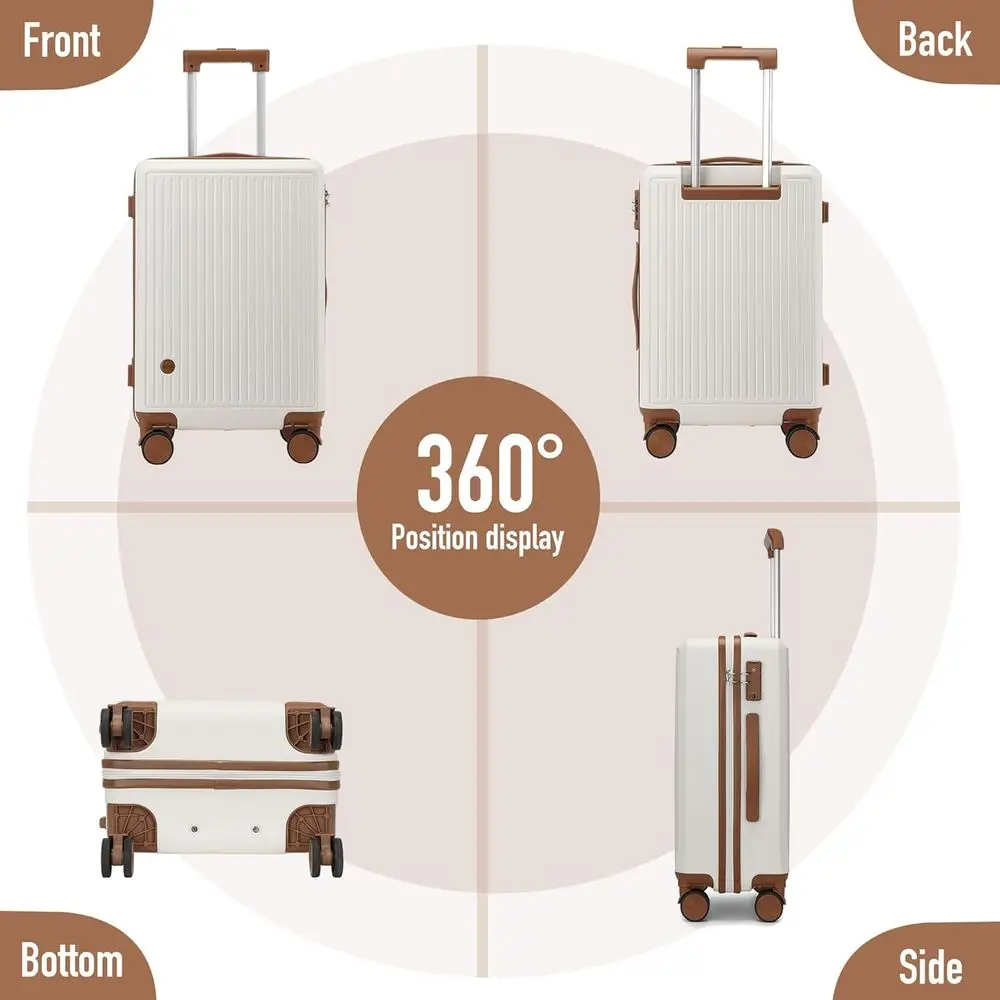 Compact 20 Hardshell Spinner Luggage with TSA Lock, Airline Approved for Travel (White)