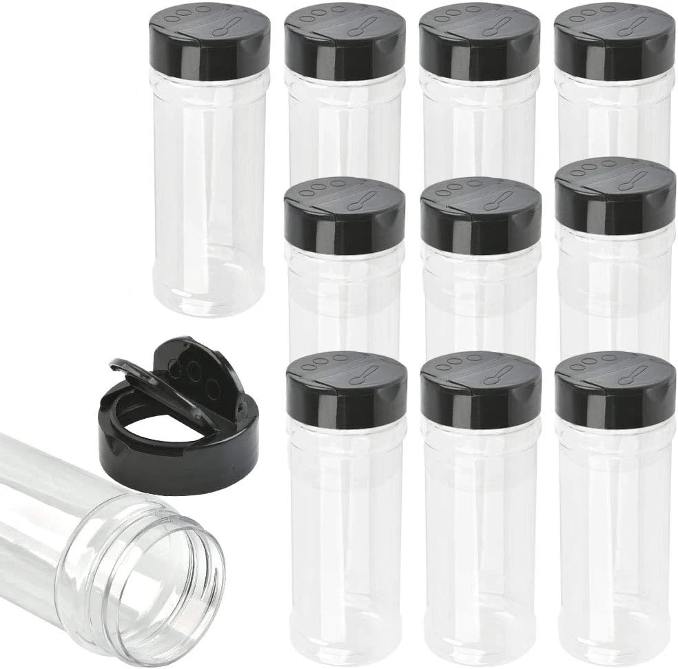 8.5oz Clear Spice Shaker Container Reusable Jars with Shaker Lids for Seasoning Herbs Powders Glitters Pepper Storage Jar 250ml