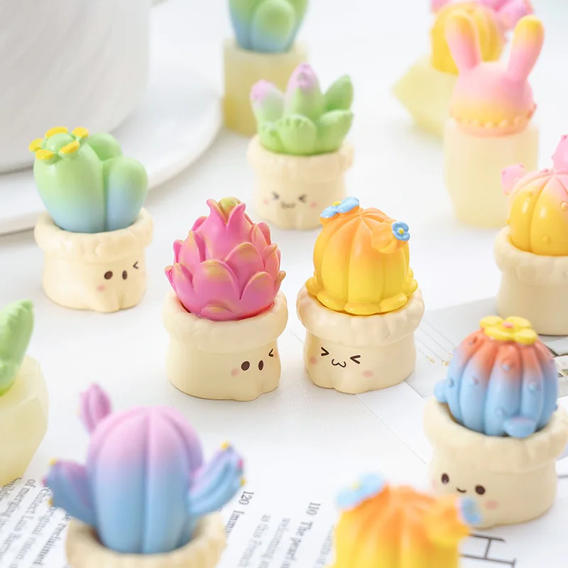 New Miniature Cactus Figurines Succulent Fairy Tale Garden Decoration Crafts Mini Fairy Garden Ornament Home Decor Accessories