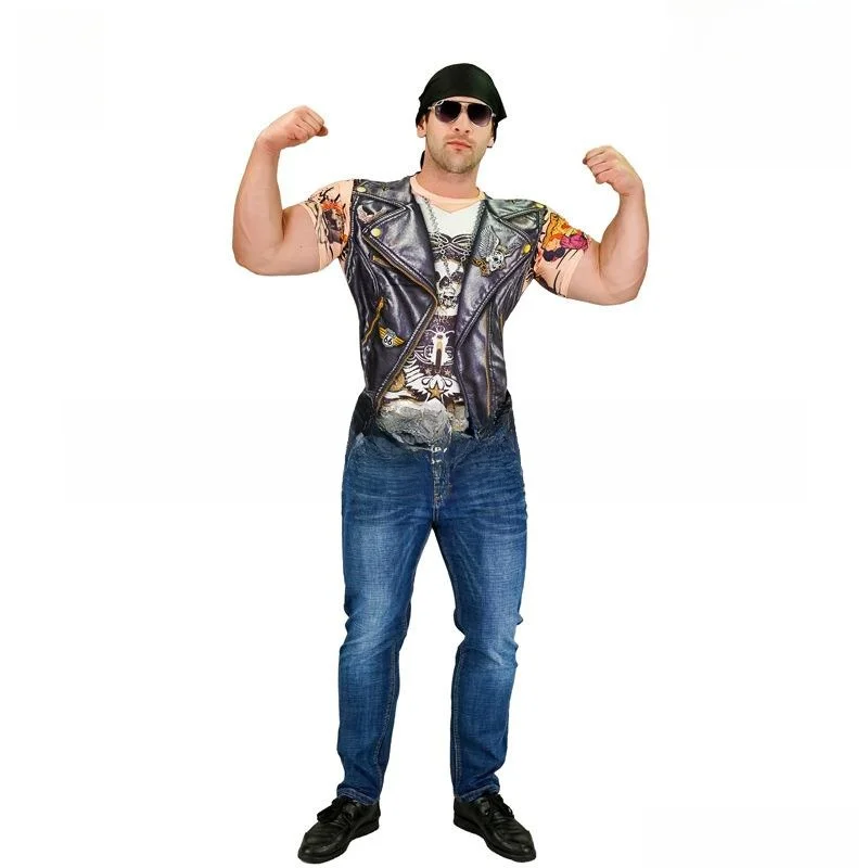 

Взрослая мужская футболка с принтом персонажей, маскарадный бал, костюм на Хэллоуин, фестиваль, дизайн с принтом, мужская модная повседневная футболка