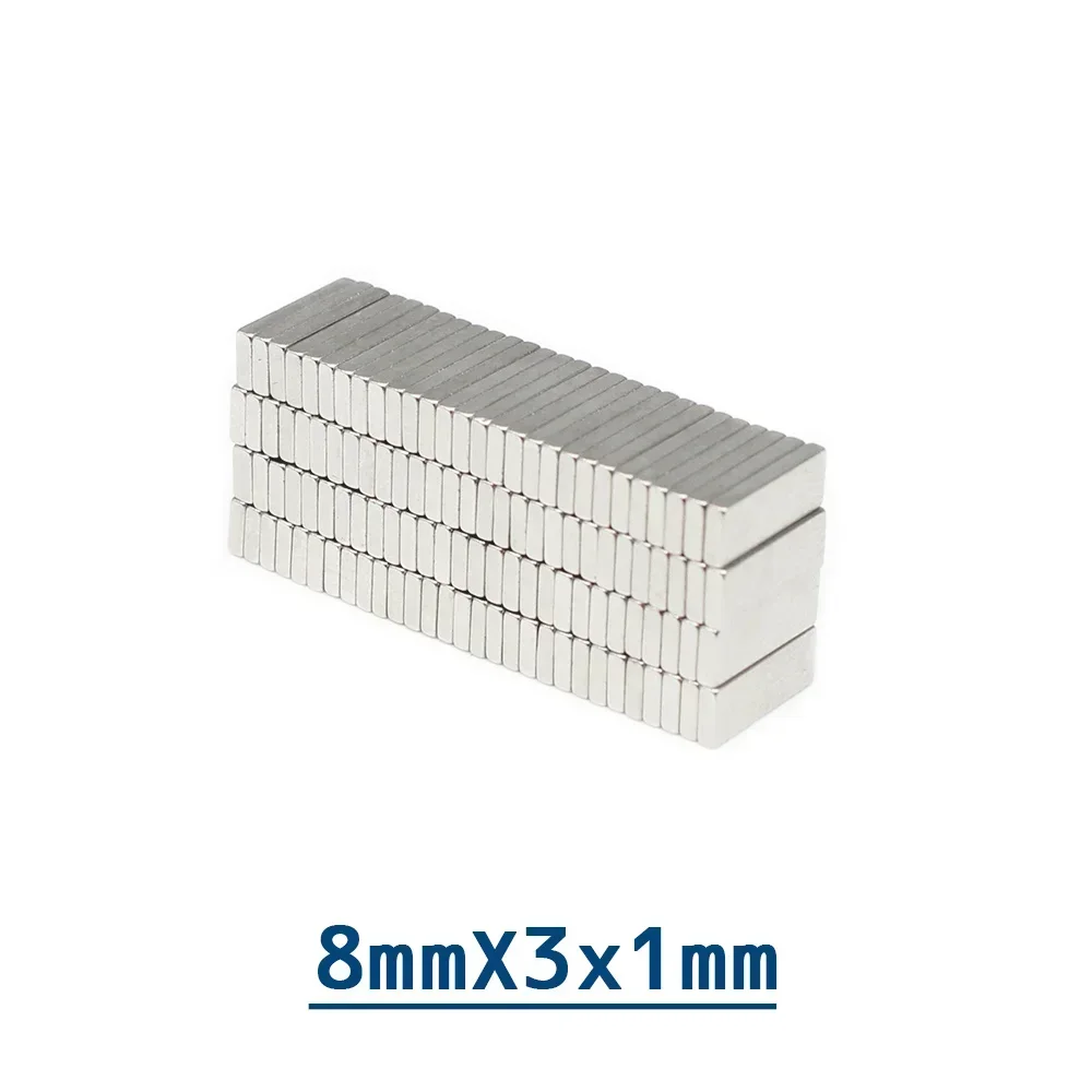 20/50/100/200/500/1000PCS 8x3x1 Thin Small Quadrate Magnets N35 8*3*1 Permanent NdFeB Magnet 8x3x1mm Strong Powerful Magnets