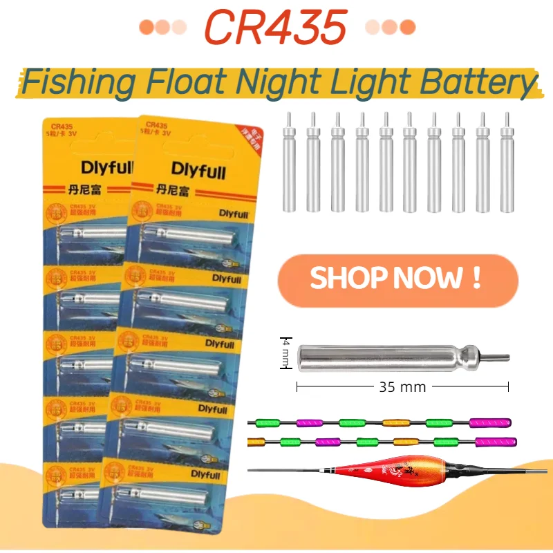 topCR435 Luminous Electric Fishing Float with Lithium Pin Battery 3V Waterproof LED Fishing Light Float for Night Fishing Batter