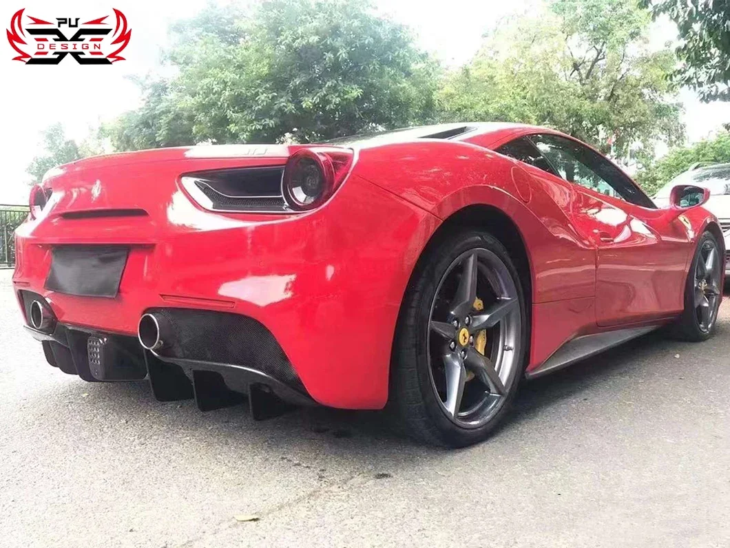 High Quality Dry Carbon Fiber Rear Diffuser Bumper for Ferrari 488 GTB Nov Style Car Accessories