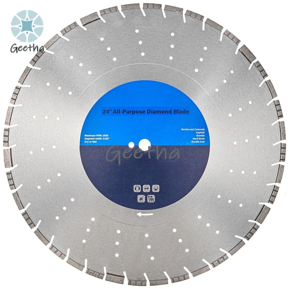 شفرات منشار ماسية لجميع الأغراض مقاس 24 بوصة للخرسانة الصلبة/المقواة، والأسفلت، والجرانيت، والتيرازو، وأنابيب حديد القناة، 9-5/8 بوصة