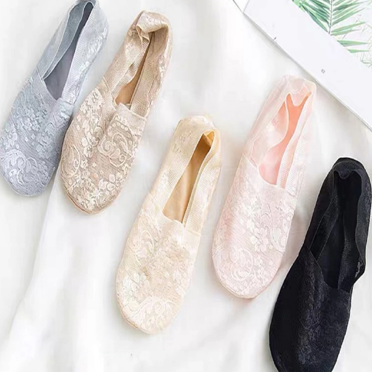 5 Pairs Lace Invisible Socks, Comfy