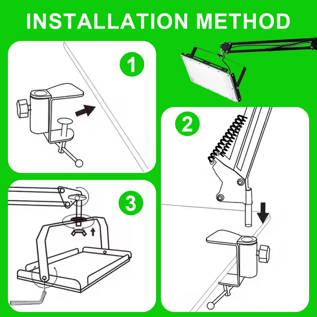 96/144 LED USB white light floodlight with folding tabletop stand, 360-degree adjustment, low voltage 5V, suitable for workshop
