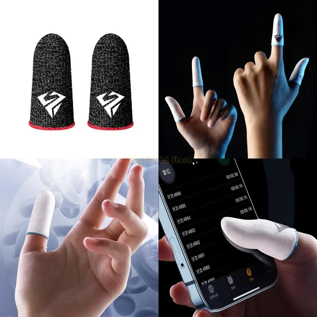 f62c 통기성 게임 손가락 슬리브 게임 장갑 안티 스웨트 엄지 손가락 침대 손가락 모바일 게임 cod lol에 대한 커버