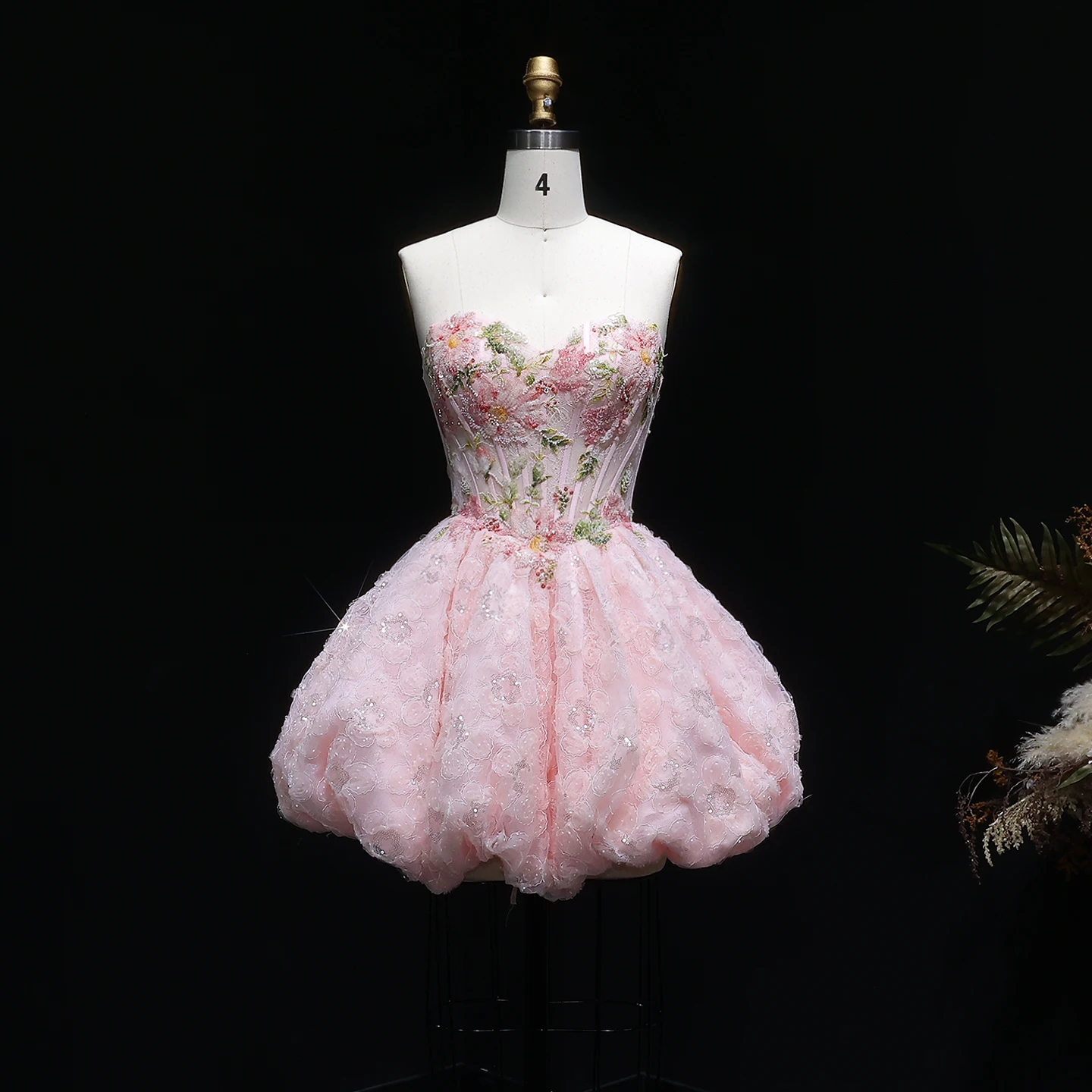 Sharon Said Rosa Sweetheart Homecoming-Kleid mit 3D-Blumenkorsett, Bubble Dubai Sexy Kurzes Cocktail-Abschlussballkleid RM136 Maßanfertigung – Detail 4