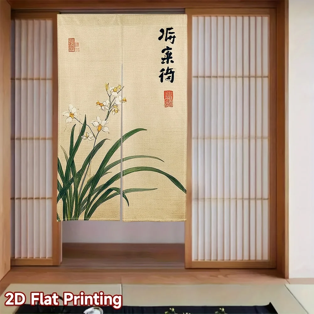 chinese orchid door curtain traditional calligraphy elegant design half panel room divider home decor Durable materials
