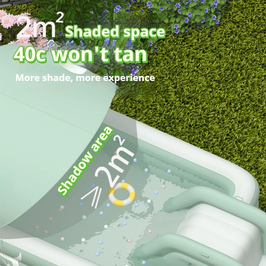 

Thickened Inflatable Swimming Pool with Slide Float Boat with Sunshade Slide Oversized Padding Pool Family Outdoor Water Toys