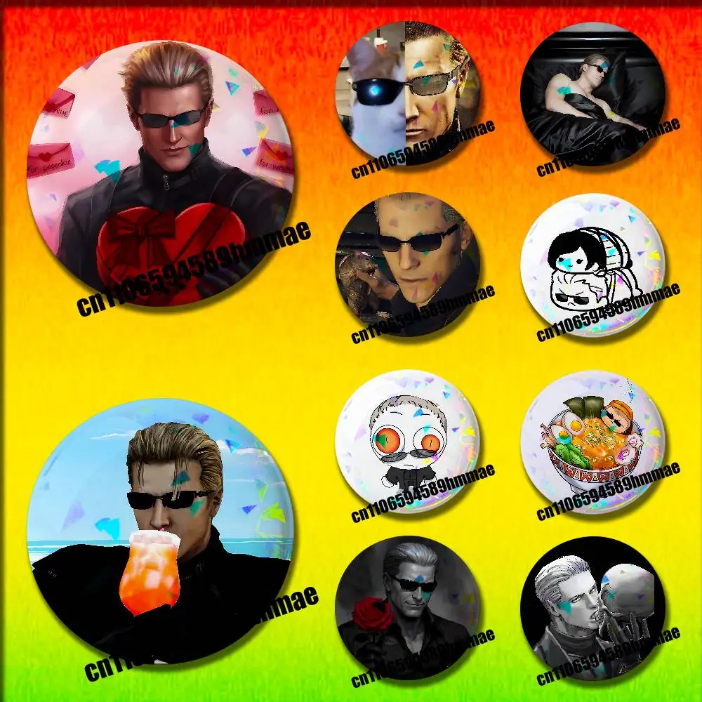 

For R-Resident Evil Albert Wesker Emblem Round Pins Insignia Badge Case Backpack Ornament 44mm Brooch Button