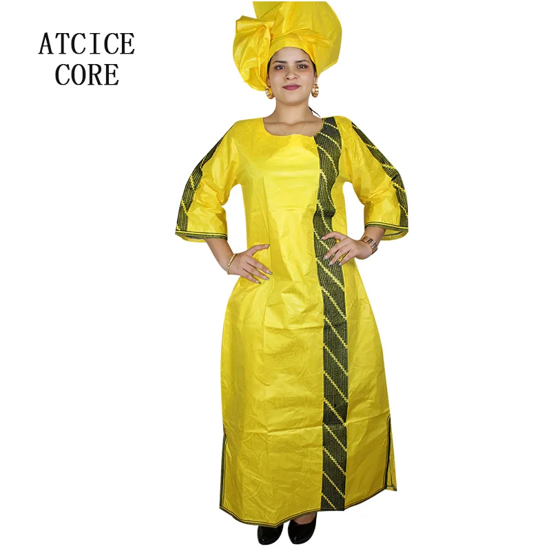 Ricamo africano Bazin Riche per abito lungo da donna con sciarpa