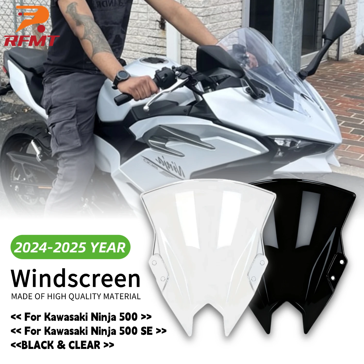 

Для Kawasaki Ninja 500 SE 2024 2025 NINJA 500 ветровое стекло мотоцикла, дефлекторы ветра, двойной пузырьковый экран лобового стекла