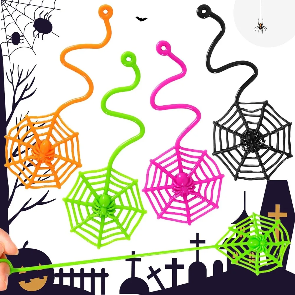 

24 PCS Sticky Spider Web for Kids, 7.6 Inches Cobweb Sticky Hand Toys, Halloween Spider Party Favors for Goodie Bag Stuffers