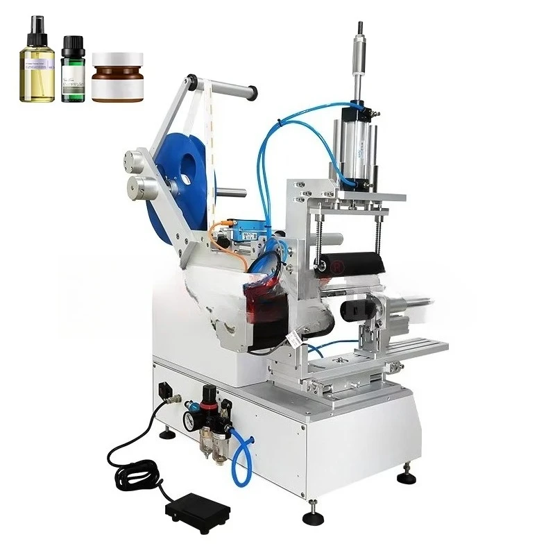 

Semiautomatic Round Bottle Labeling Machine Sticker Label Printer Tabletop Bottle Labeling Machine For Small Business 10-150mm