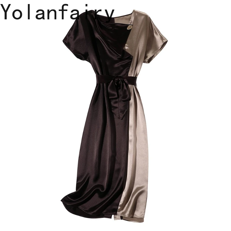 

YOLANFAIRY Новое платье из 26% полиэстера 74% ацетата для женщин, летнее модное элегантное платье, женская одежда, платья на шнуровке, Vestidos