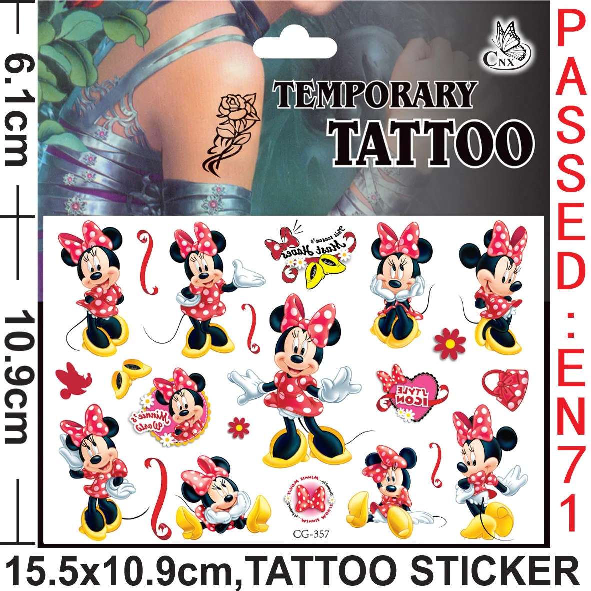 1Pcs Disney Mickey Minnie Maus Kinder Tattoo Aufkleber Anime Figur Cartoon Mädchen Geburtstag Geschenk Körper Kunst Wasserdichte Tattoo Aufkleber