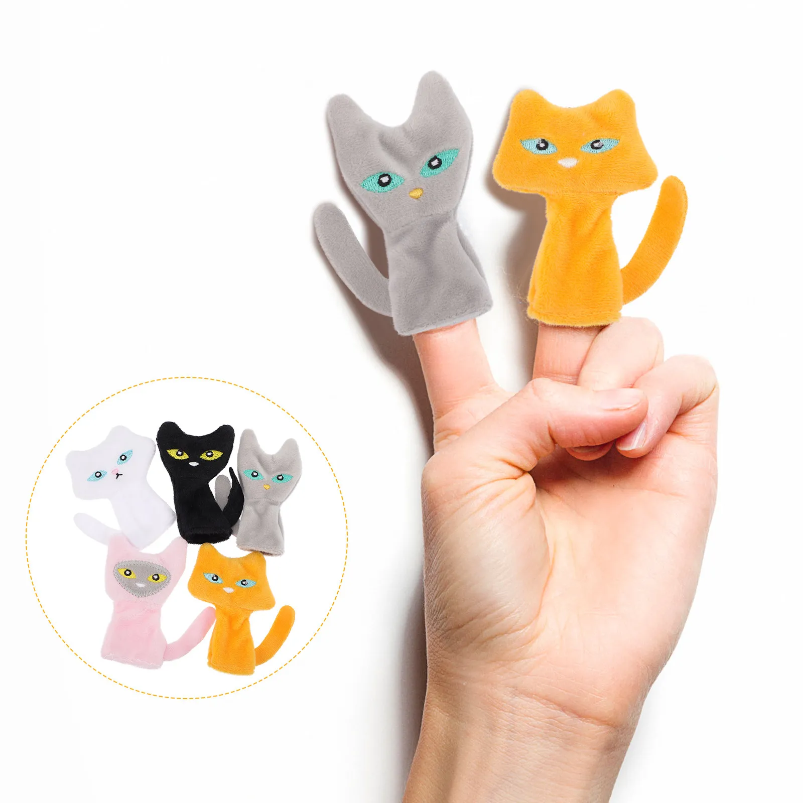 

5Pcs Finger Puppet Set Premium Soft Skin-Friendly Educational Animal Puppets for Storytelling Role Play Early Learning Speech