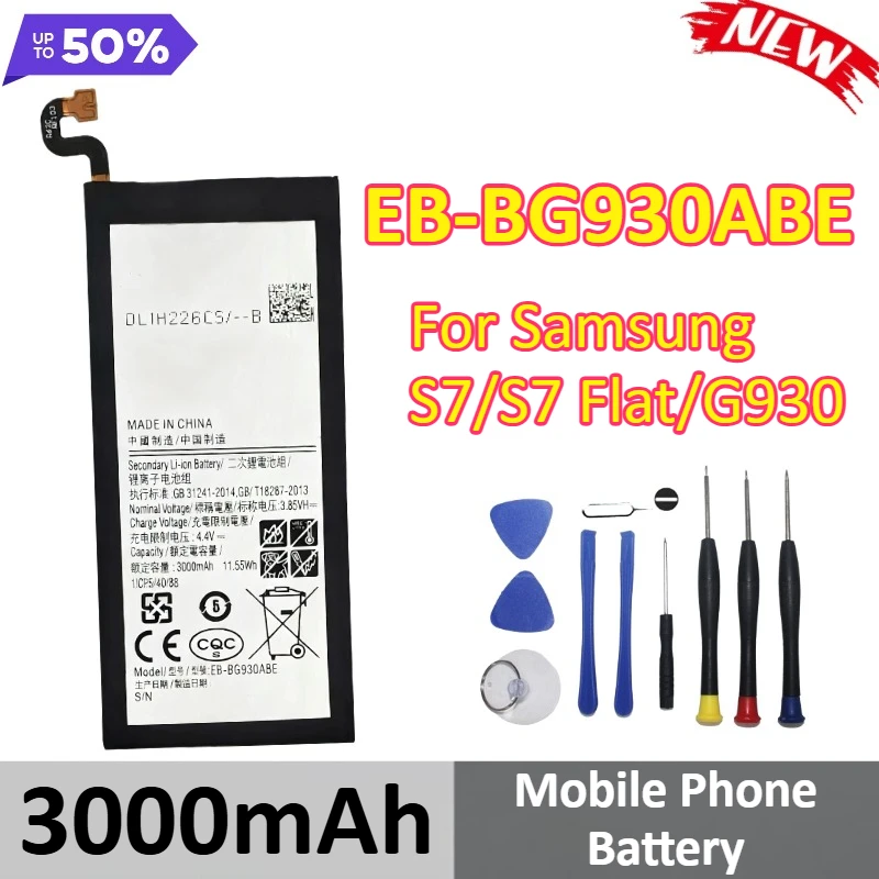

New 3000mAh EB-BG930ABE Battery for Samsung S7/S7 Flat/G930 Mobile Phone Battery +Tools