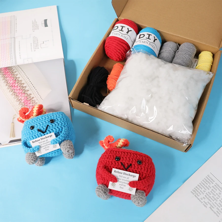 Komplettes Häkelset für Anfänger, Niedliches Tier-Häkel-Starter-Kit mit Garn & Nadeln, DIY Strick-Bastelset Geschenk