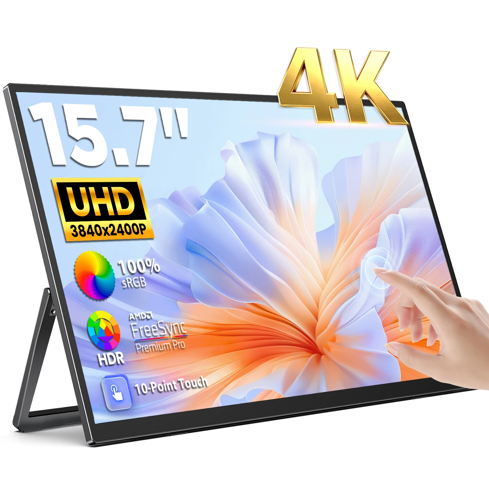 UPERFECT UColor J1 15.7"(Equivalent to 15.6 Inch) Przenośny monitor 4K ekran dotykowy 10‑punktowy USB‑C zewnętrzny wyświetlacz dla laptopa smartfona rysunek praca podróże rozrywka gry