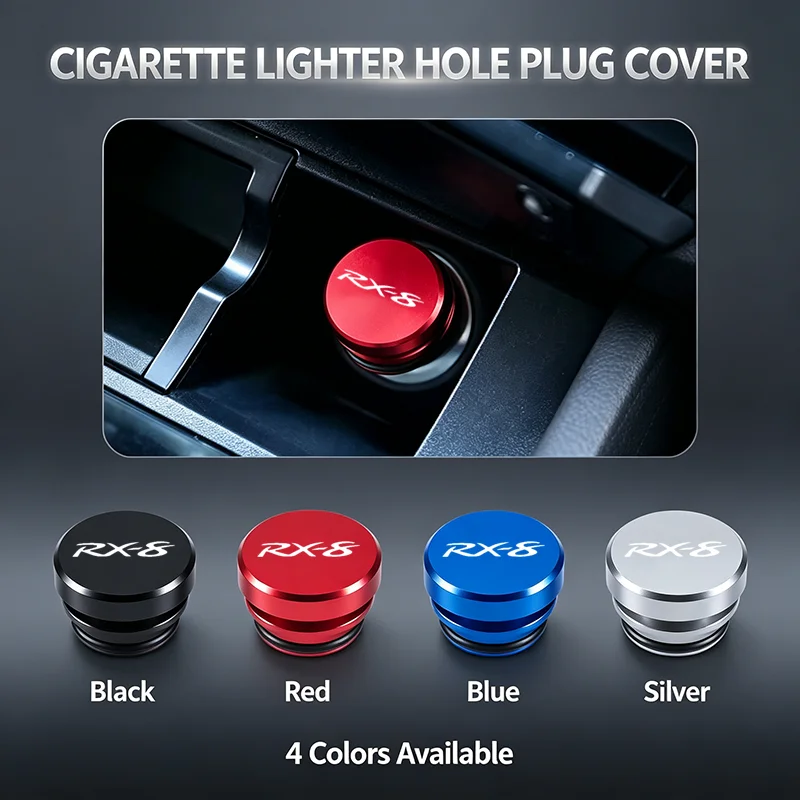 Aluminum Alloy Cigarette Lighter Hole Plug Cover Dust Proof Decor Cap For Mazda RX‑8 Rotary Sports Car Auto Interior Accessories