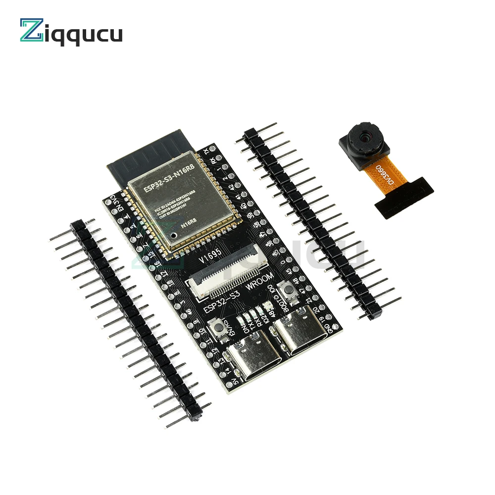 لوحة تطوير ESP32-S3-CAM - وحدة WiFi Bluetooth مع واجهة ESP32-S3-N16R8 المزدوجة من النوع C