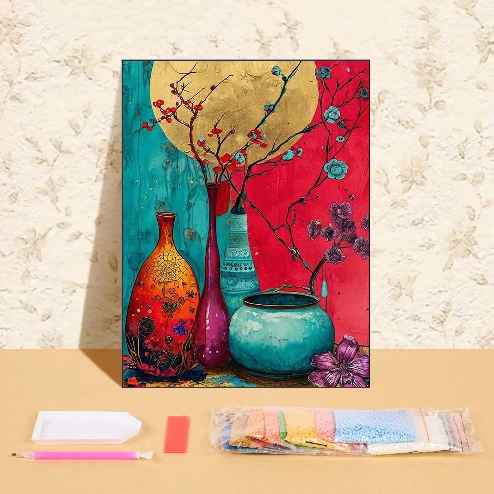 

Diamond Mosaic Flower Vase Picture Rhinestones Embroidery New Arrival Diamond Art Painting Flowers Wall Decor For Living Room