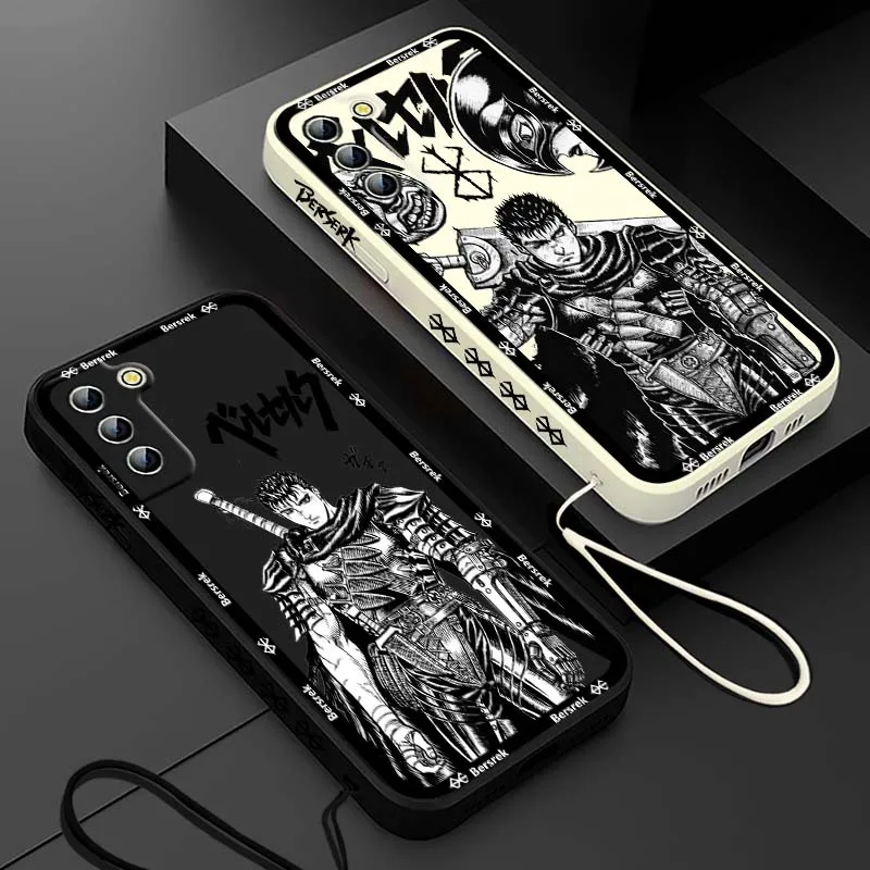 Anime Cool Berserk Guts Cover For Samsung Galaxy S26 S25 S24 S23 S22 S21 S20 Ultra FE Plus Liquid Left Rope Phone Case