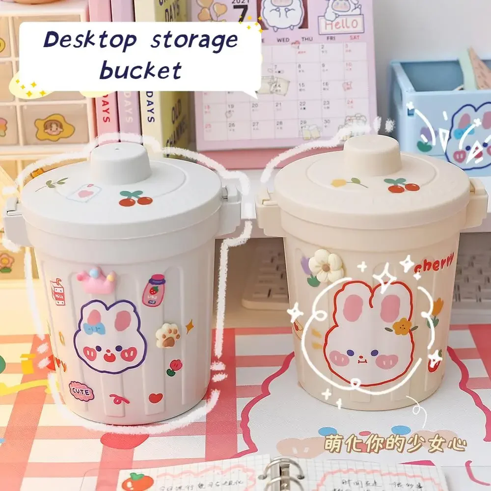 Cute Cartoon Desktop Mini Trash Can Storage Organizer Office School Student Stationery Storag Pen Pencil Holder Desk Garbage Can