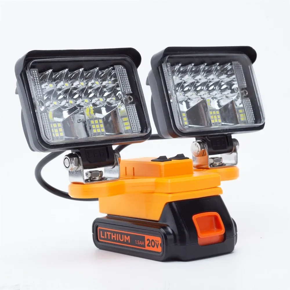 LED Wireless Work Light For Black & Decker 20V Lithium Batteries W/ USB Adapter Converter Lighting(No Batteries)