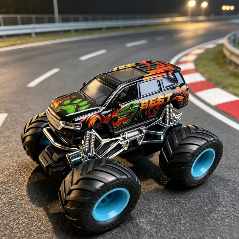 Die‑cast Alloy Monster Off‑road Vehicle Model With Shock Absorption Big Rubber Tire Sliding Metal Car Desktop Collectible Orname view 6