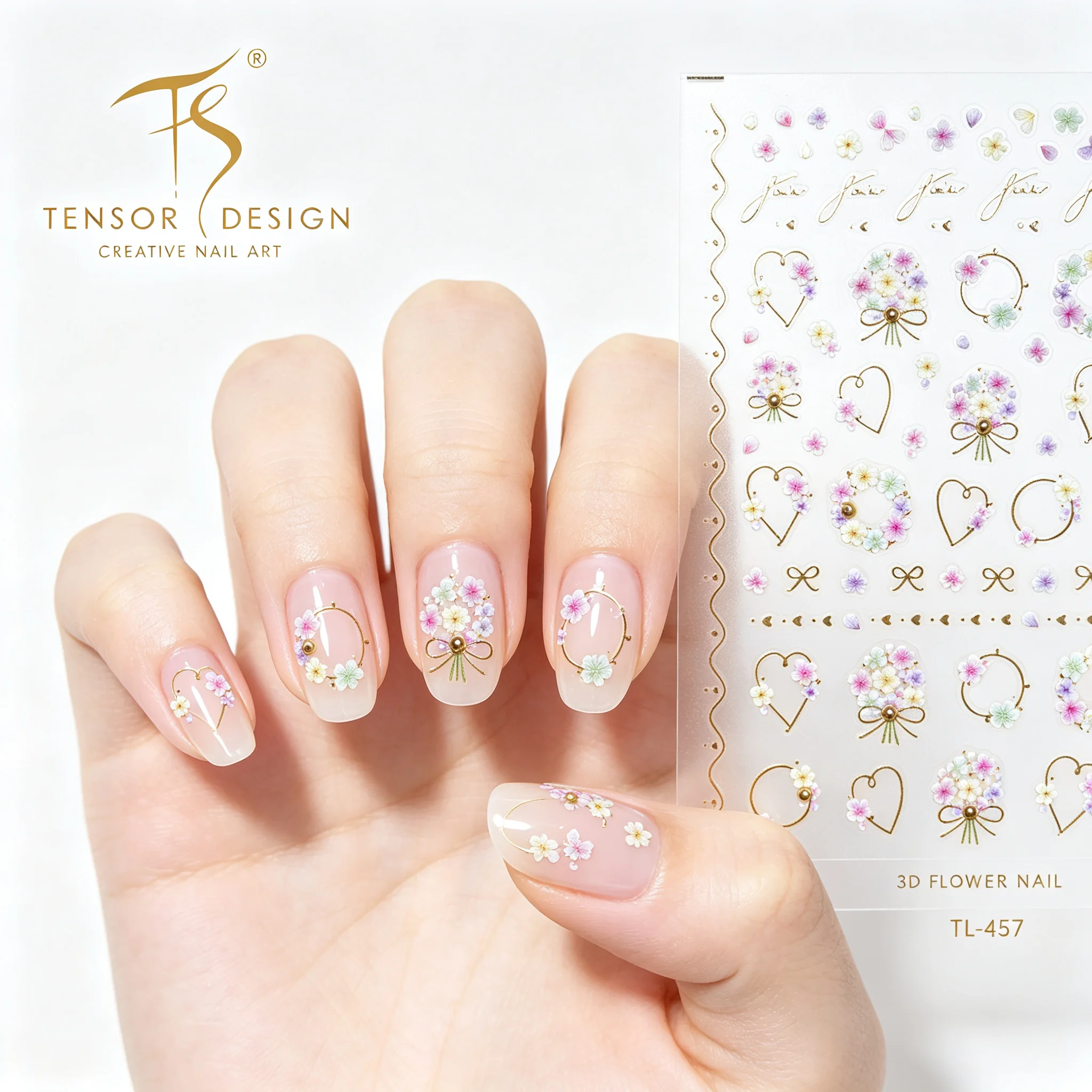 Nail Art Elegan - ملصقات أظافر ثلاثية الأبعاد من تينسر