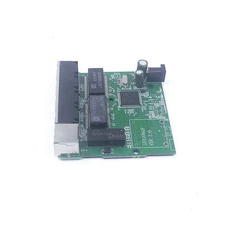Mini Gigabit Switch Module, Contact Port, PCB Motherboard, Usado na Linha LED, 5 Portas, 10 m, 100 m, 1000 m