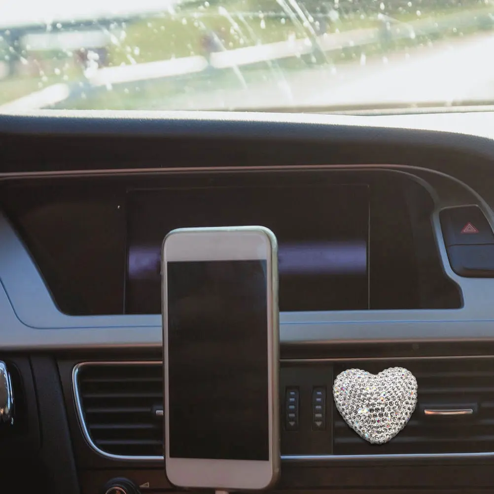 

1pc Car Perfume Clip Heart Shaped Rhinestone Decor Diffuser Plastic Scent Holder Fragrance Accessory for Car Interior