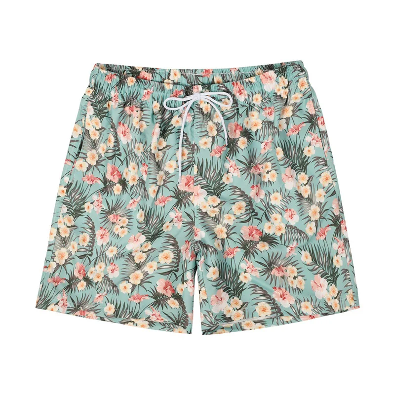 

Flamingo 3D Print Men's Beach Shorts Summer Hawaiian Plants Graphic Board Shorts Quick Dry Swimming Trunks Outdoor Surf Shorts