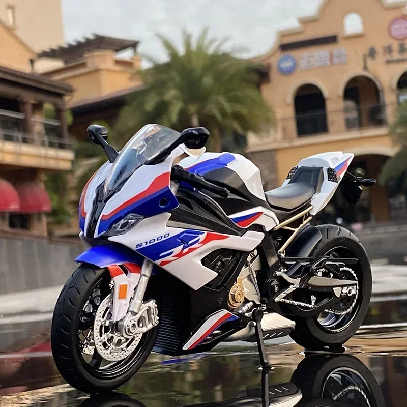 

1:12 S1000RR Alloy Racing Motorcycle Simulation Diecast Cross-country Motorcycle Model Sound and Light Collection Kids Gift
