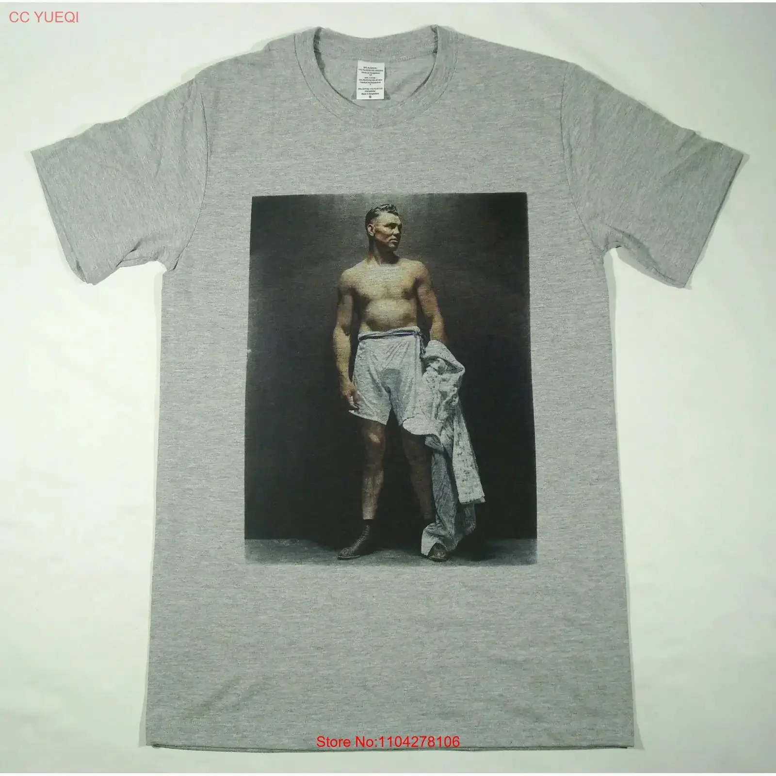 Camiseta gris de boxeo Jack Dempsey, tallas S-3XL, estilo vintage, lavada, cómoda, a la moda, elegante, informal, para hombre, para uso diario