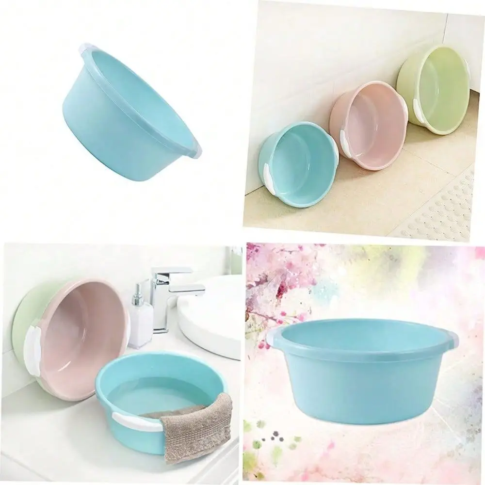 Round Plastic Wash Basin 2 Pack 15 Inch Household Footbath Bucket And Face Washing Tub For Bathroom Cleaning