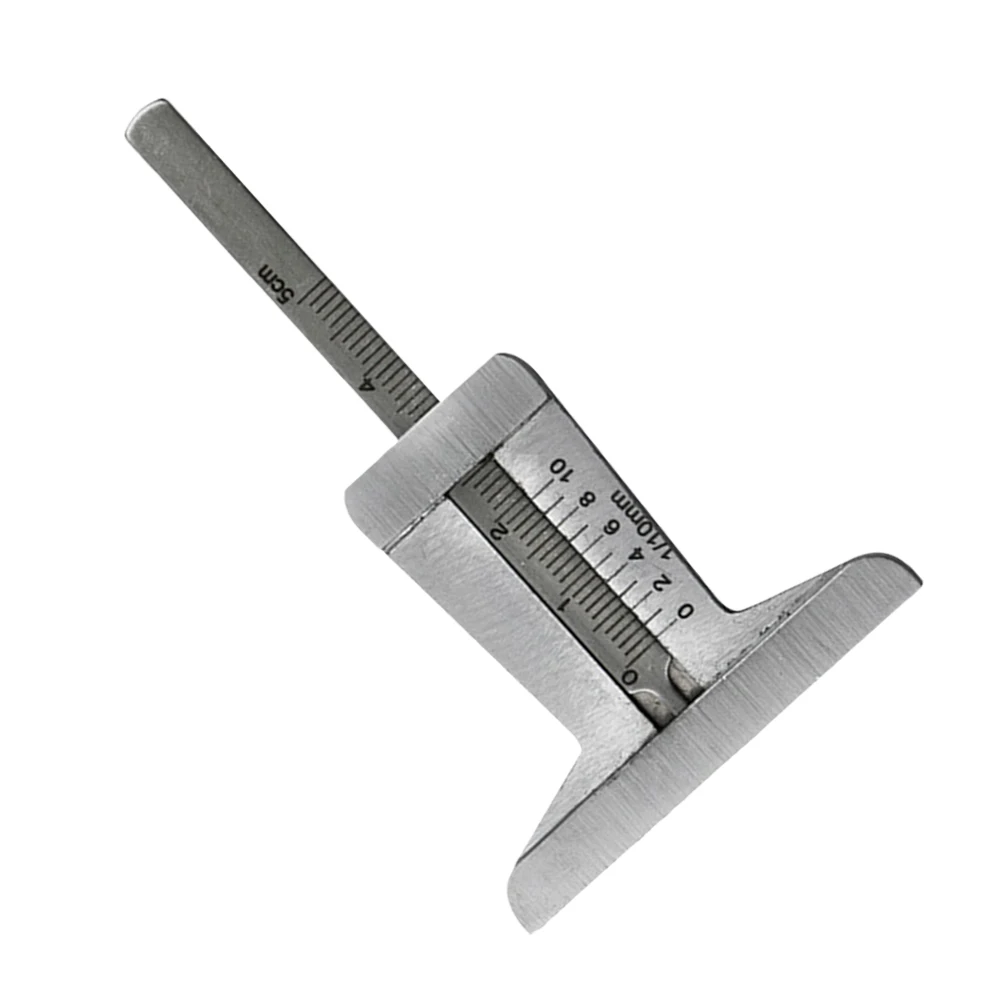 

0-50mm Stainless Steel Tread Pattern Ruler Wear-Resistant Tire Depth Meter Tyre Tread Gauge Metal Vernier Caliper