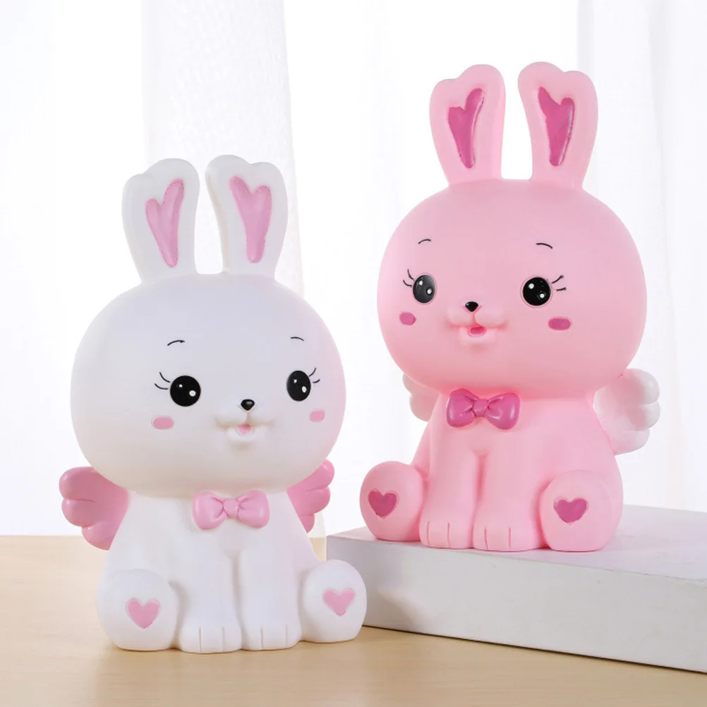 Tirelire en forme de lapin, Adorable tirelire pour enfants, Pot d'épargne de bureau, porte-monnaie créatif, conteneur de pièces de monnaie de dessin animé