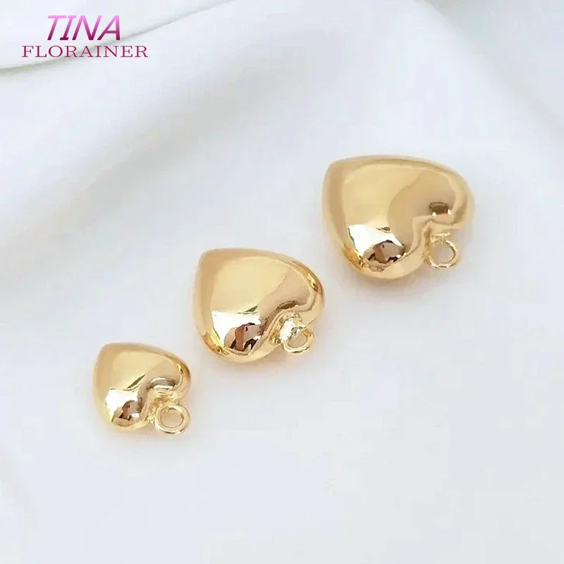 18MM 14K Gold Color Brass Heart Charms Pendants Jewelry Making Supplies Diy Bracelet Necklace Earring Findings Accessories