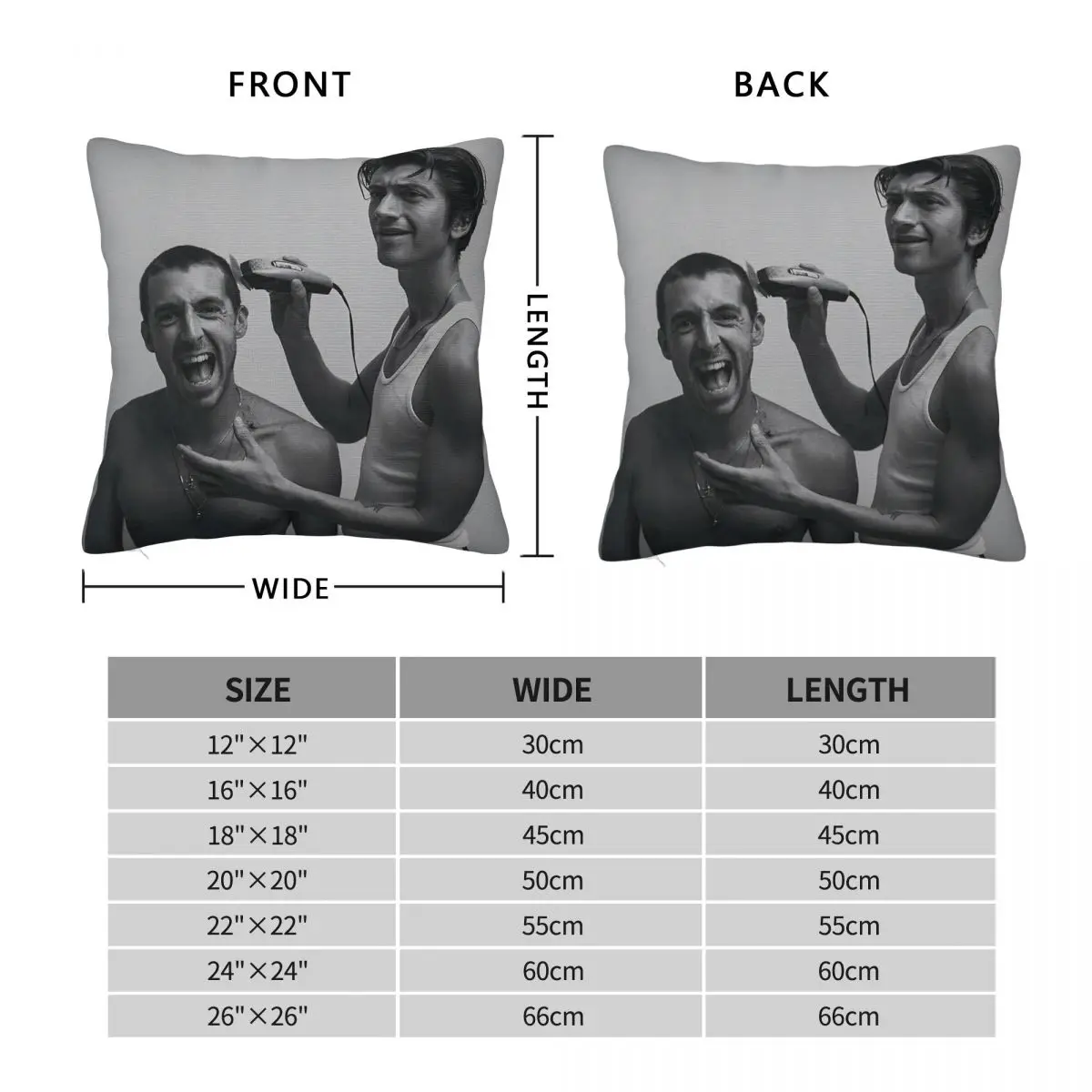 Alex Turner And Miles Kane Square Pillowcase Polyester Linen Velvet Printed Zip Decor Room Cushion Cover 45x45