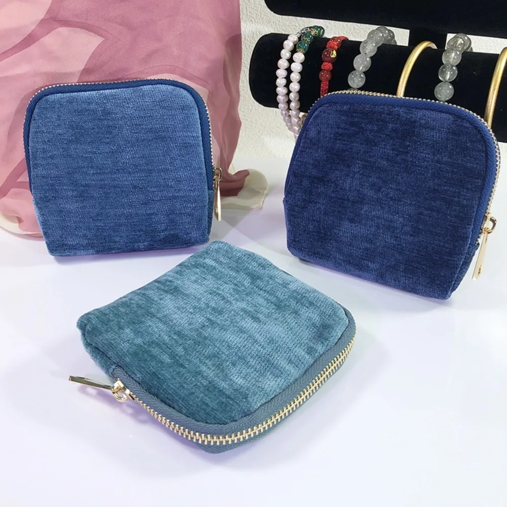 

Multi-Layered Flannel Jewelry Zipper Bag Anti-lost Velvet Jewelry Storage Pouch Solid Color Soft Cloth Jewelry Organizer Ring
