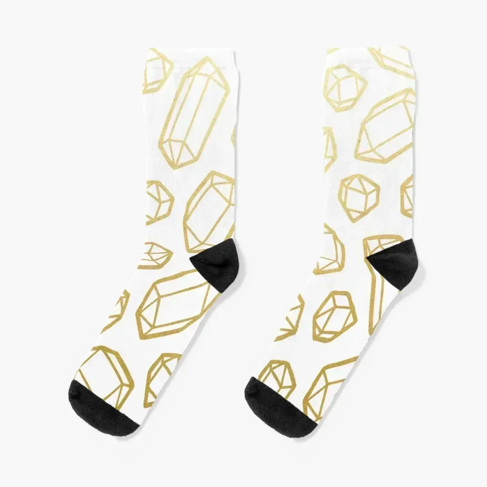 

Gold and White Gemstone Pattern Socks ankle luxe crazy colored Men's Socks Women's