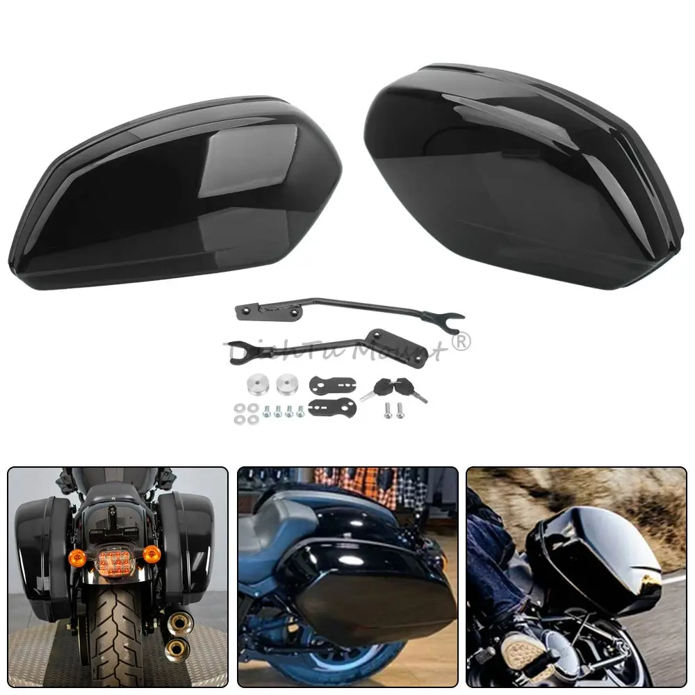 

2PCS Moto Gloss Black Quick Release Hard Saddlebags Trunk with Latch Keys for Harley Low Rider ST EI FXLRST FXRST 2022 to 2024
