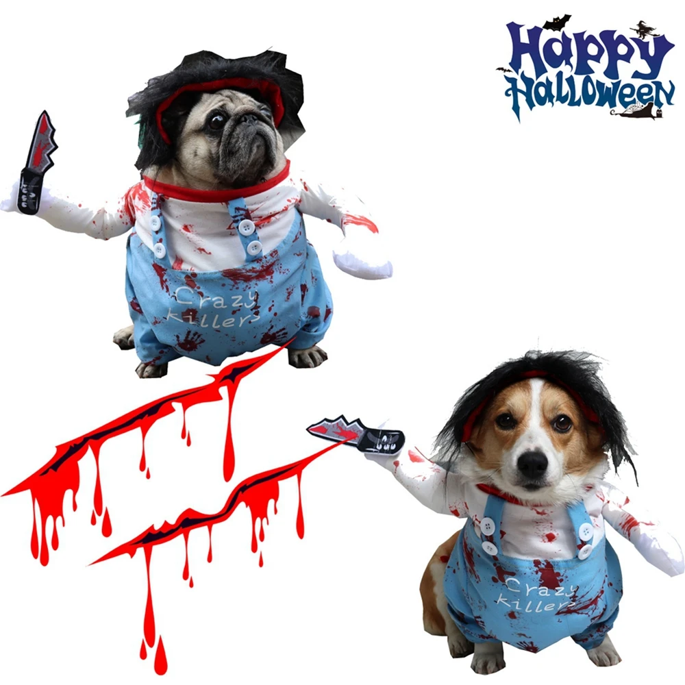 

Pet Dog Halloween Clothes Dogs Holding a Knife Christmas Costume Funny Pet Cat Party Cosplay Apparel Clothing Dropship